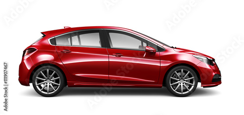 Obraz na płótnie Red Hatchback Car - side view