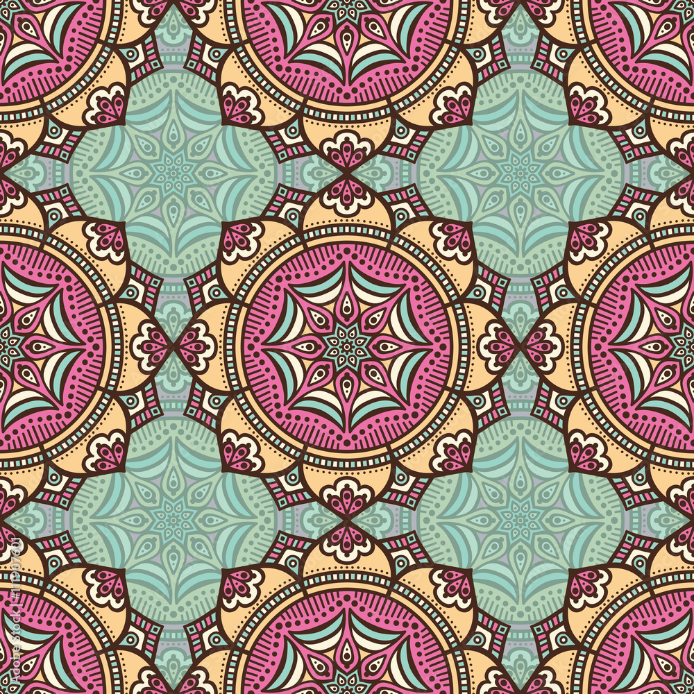 Ethnic floral seamless pattern