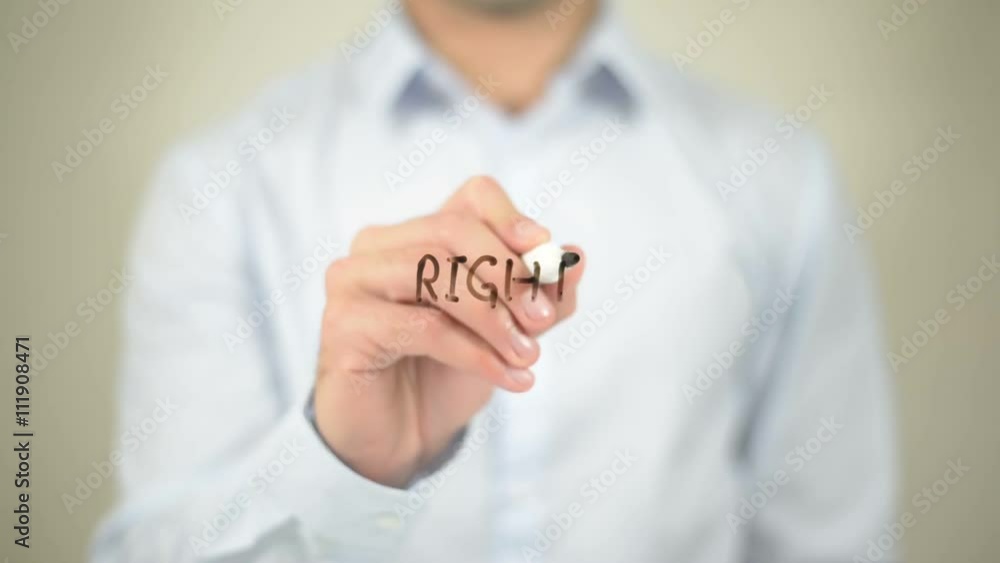 Right Direction , man writing on transparent wall Right Direction , man writing on transparent wall