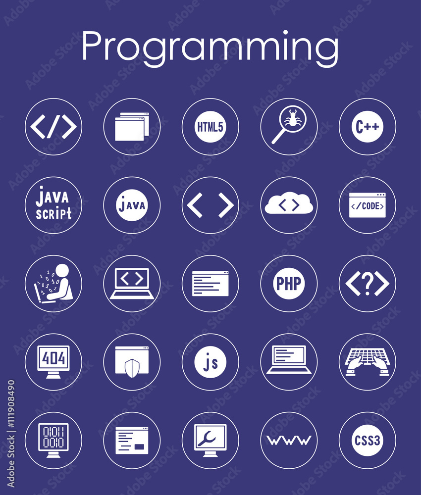 Set of programming simple icons Set of programming simple icons