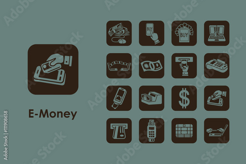 Set of e-money simple icons