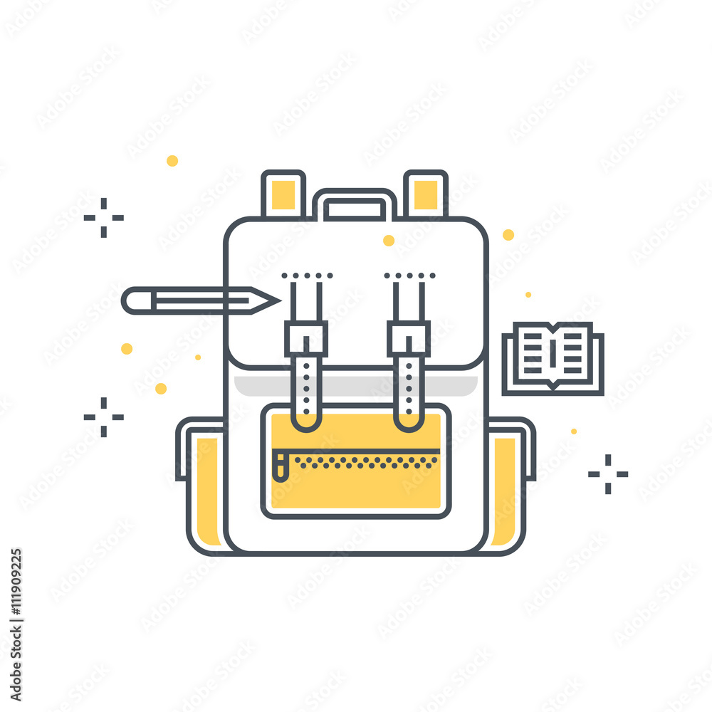 Color line, school bag illustration Color line, school bag illustration