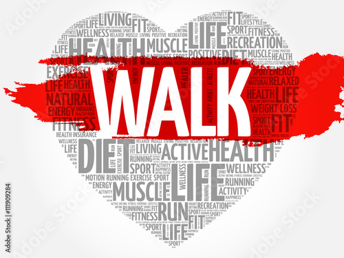 WALK heart word cloud, fitness, sport, health concept