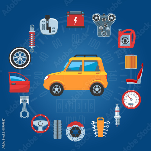 Car Parts Concept Icons