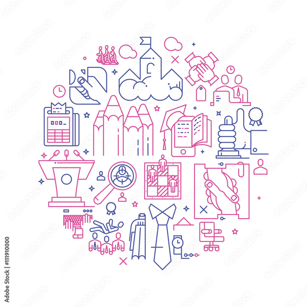 Vector business illustration in linear style
