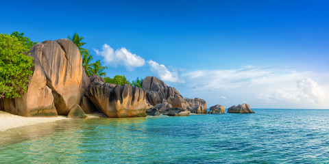 Acrylglasbilder Tropischer Strand Anse Source d'Argent auf La Digue Seychellen  © ThomasLENNE