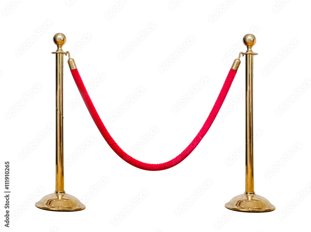 hree poles golden barricade isolate on white background hree poles golden barricade isolate on white background