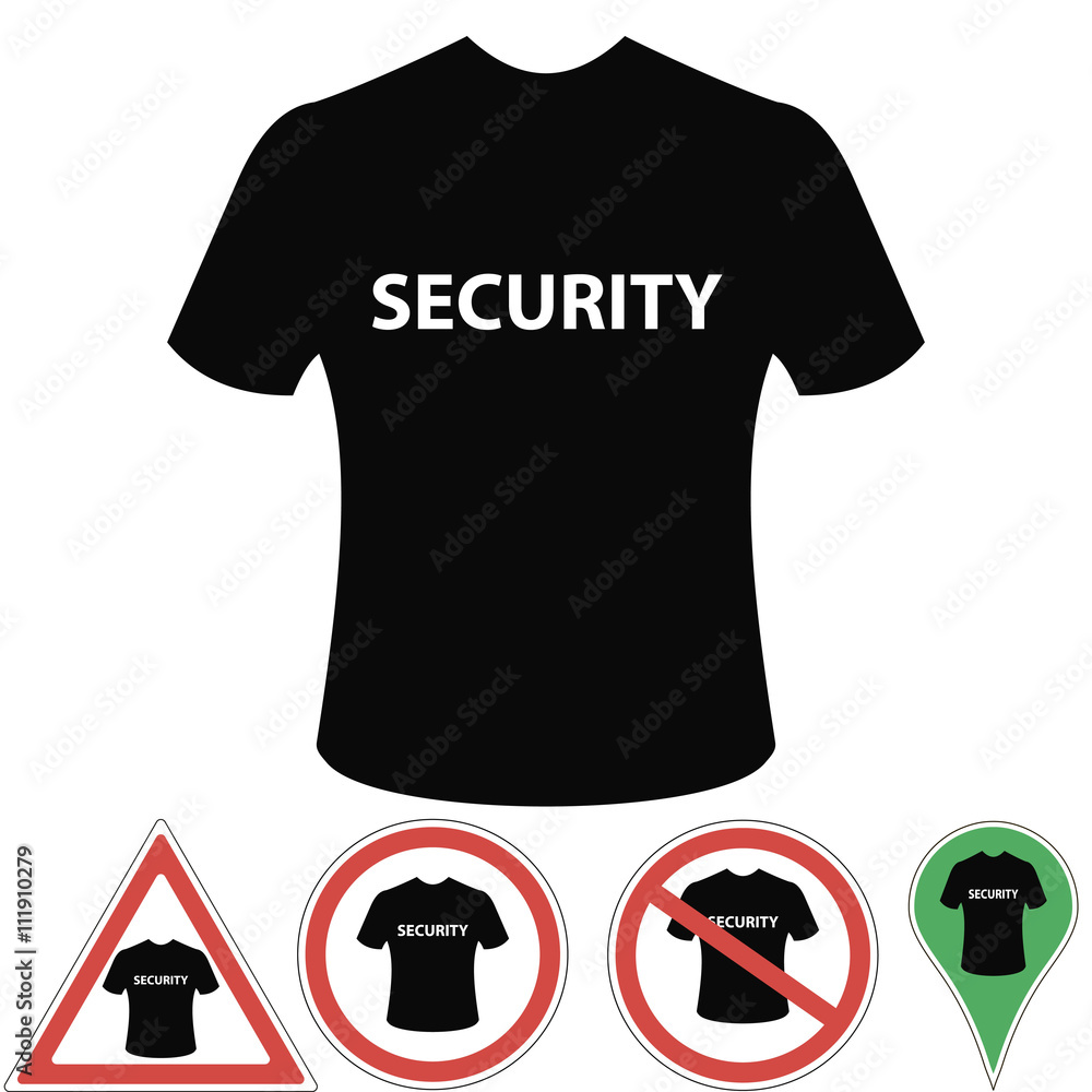 Naklejka premium T-shirt security of protection, signs and pointer security, vector for print or design 