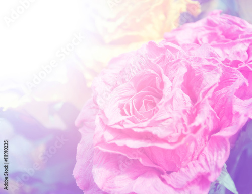 Colorful of Artificial flowers made form mulberry paper with color filter