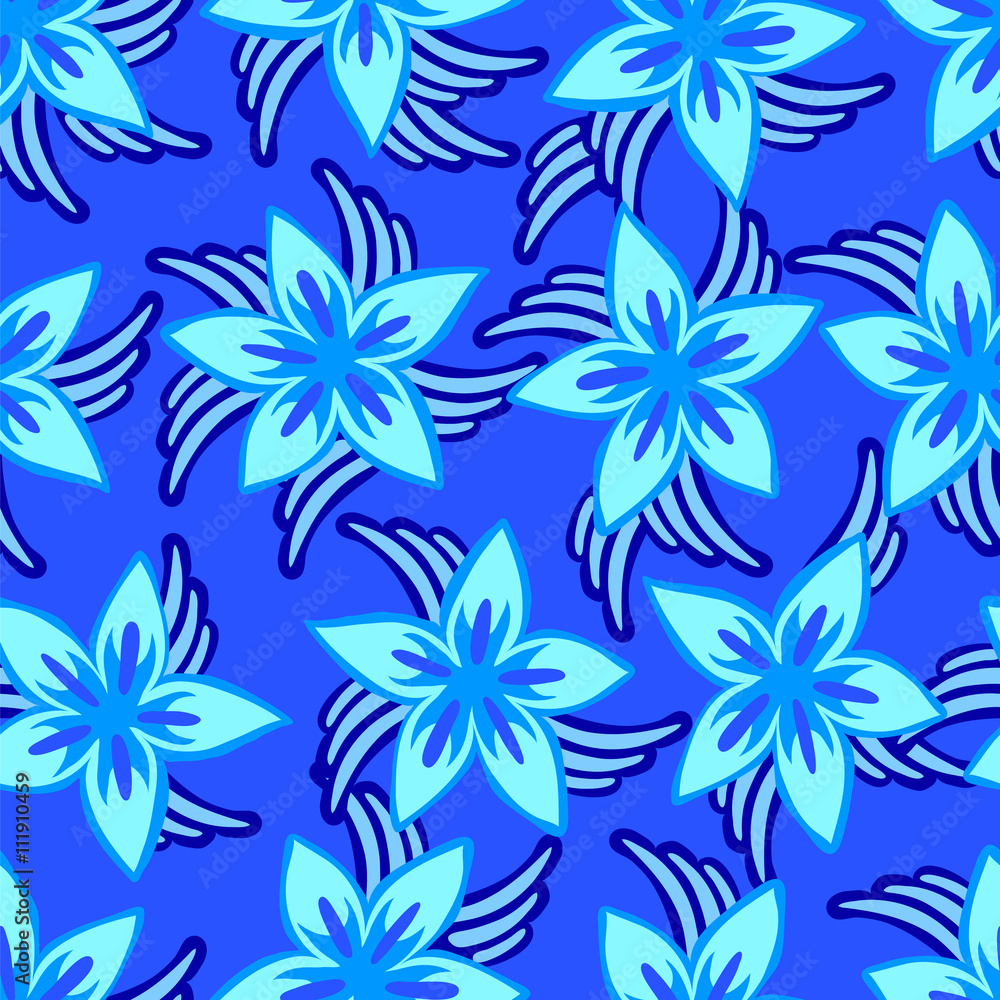 Blue Lily seamless pattern. Floral background.