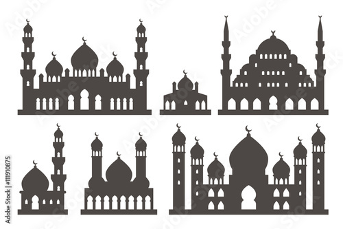 Islamic mosque silhouette set
