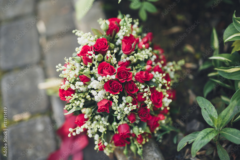 Wonderful luxury wedding bouquet of different flowers Wonderful luxury wedding bouquet of different flowers