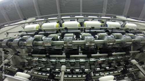 Textile Fabric Manufacturing Machines in Close Up / Close up of automated machines for synthetic threads manufacturing. HD1080p.