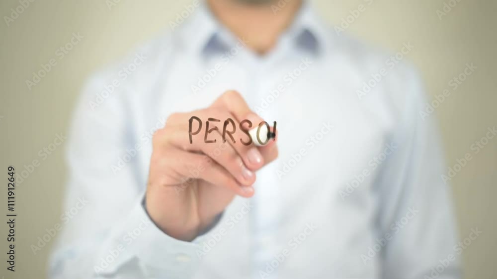 Personal Account, writing on transparent screen Personal Account, writing on transparent screen