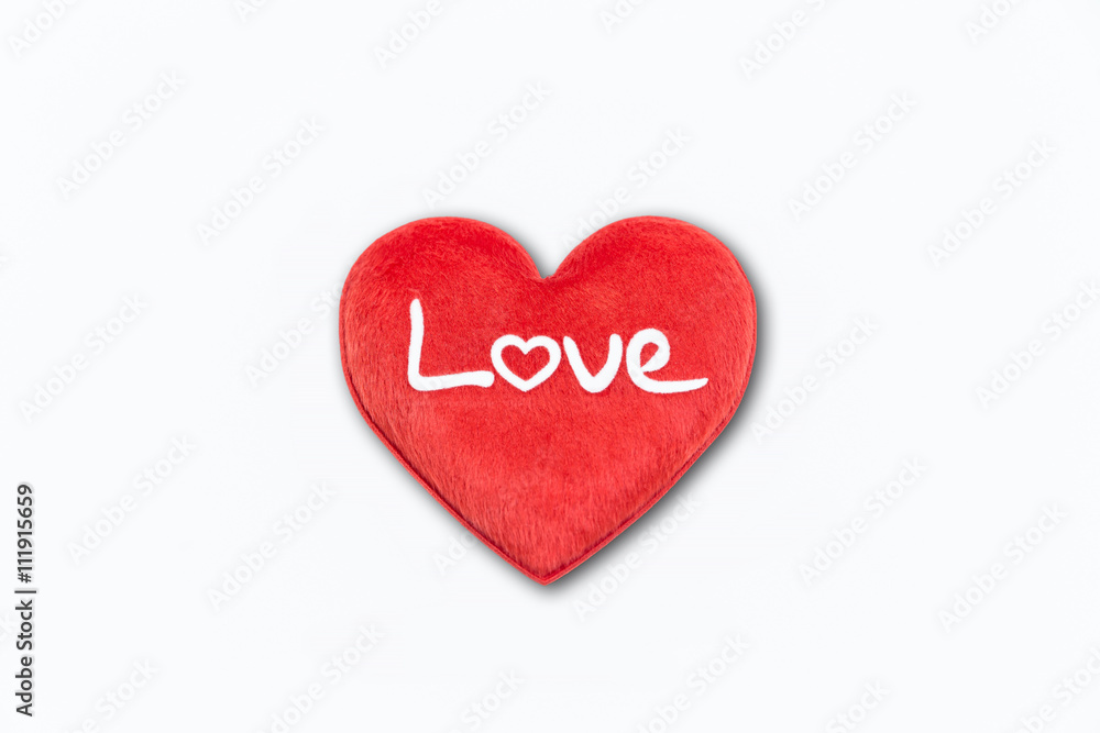 Red love heart isolated white background.