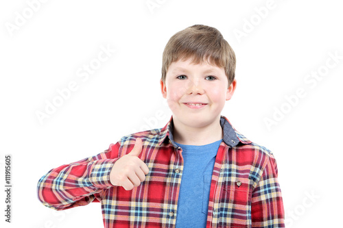 Portrait of young boy isolated on a white