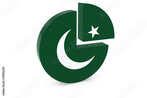 Photography Pakistani Flag Pie Chart - Flag of Pakistan Quarter Graph 3D Illustration