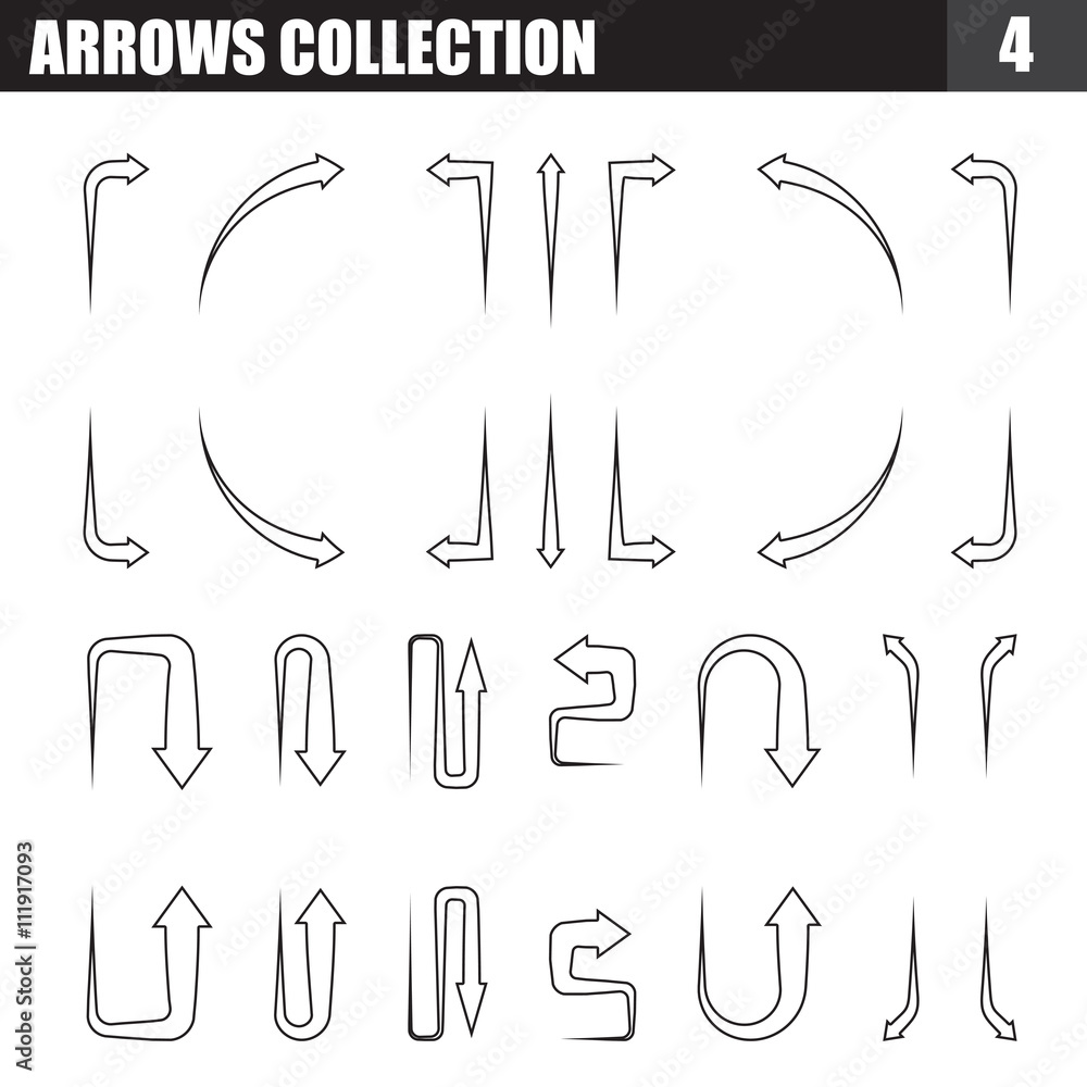 Outline arrow set, shape arrow small tail set, vector stock. Outline arrow set, shape arrow small tail set, vector stock.
