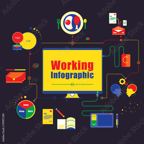 Business working infographics element. vector illustration