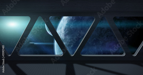 Fototapeta Naklejka Na Ścianę i Meble -  View of outer space from inside a space station