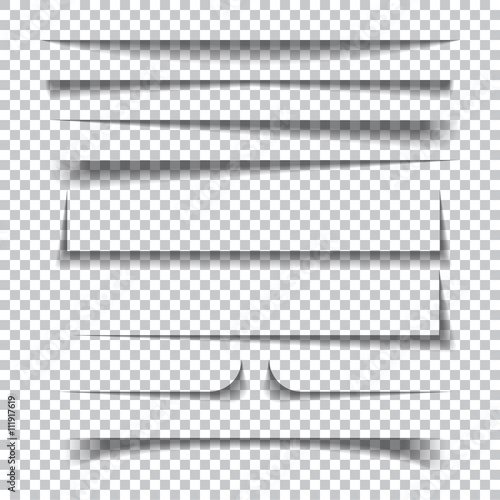 Transparent realistic paper shadow effects on checkered background. Vector illustration