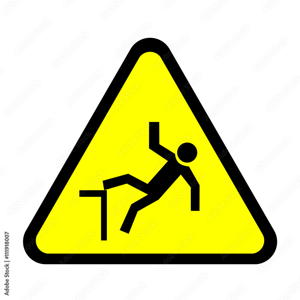 Warnzeichen Warnschild flach - Absturzgefahr Warnzeichen Warnschild flach - Absturzgefahr