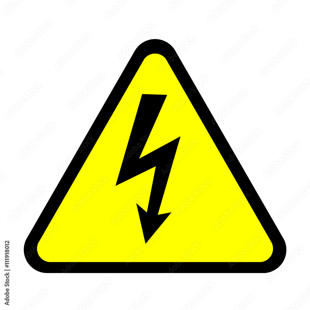 Warnzeichen Warnschild flach - Achtung Strom Warnzeichen Warnschild flach - Achtung Strom