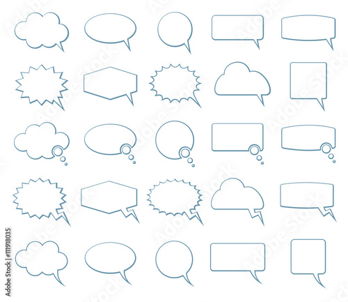 Empty speech bubbles vector icons. Blank bubbles set for talk and message communication illustration
