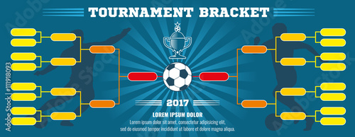 Soccer banner, European football tournament bracket with ball. Soccer match or football tournament, cup of championship vector illustration template