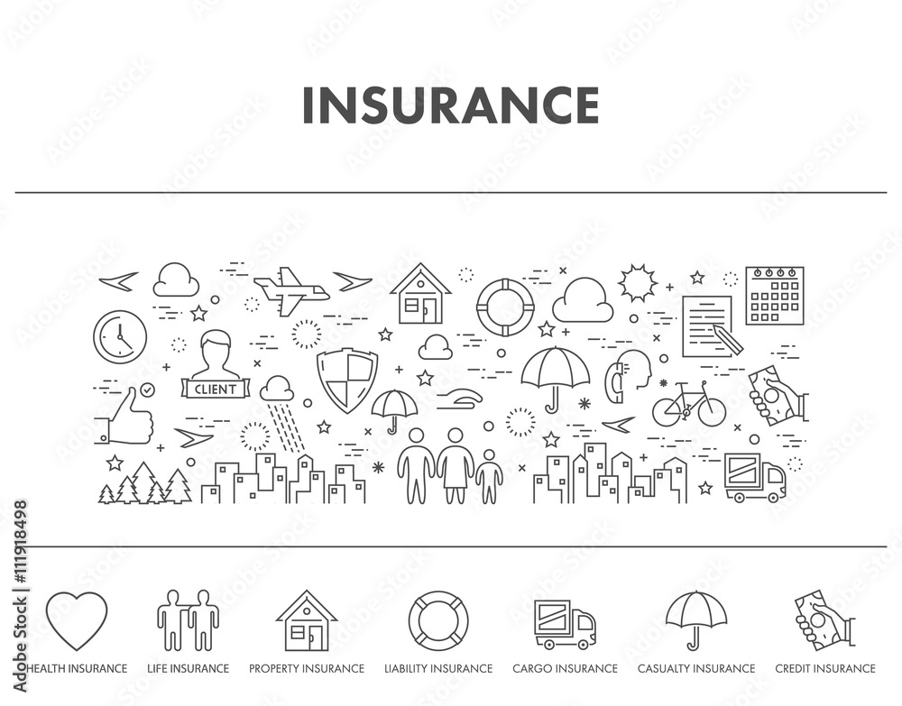 Outline design concept web banner for insurance.