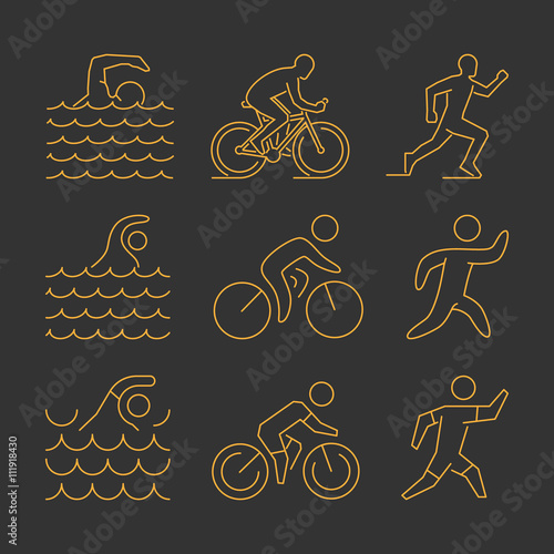 Gold line triathlon symbol