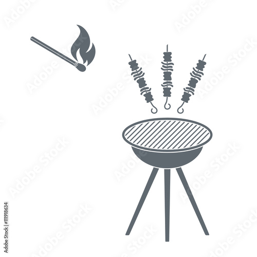 Grilled shish kebab and match icon