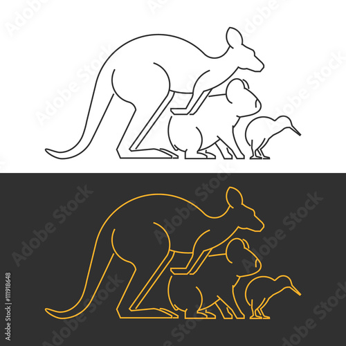 Vector line symbol australian animals