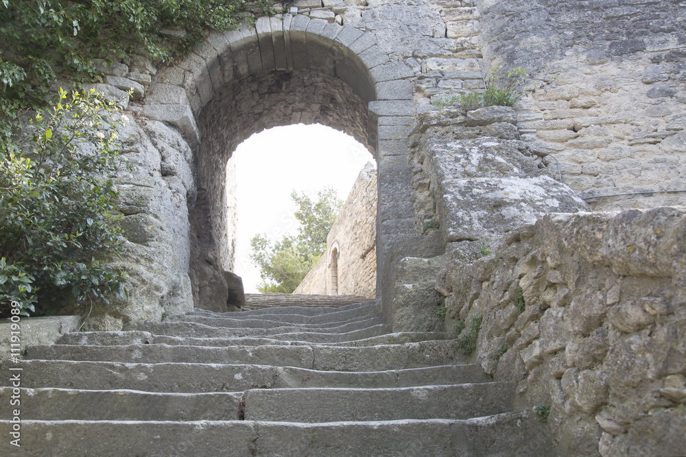 Arch and Stairs on Hill, Bonnieux Village
