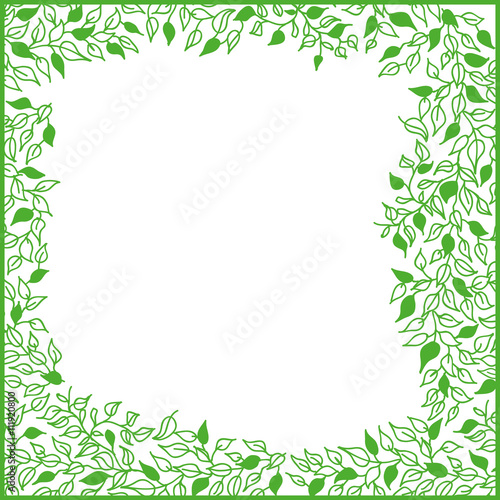 Green frame with leaves, spring time. In EPS 8 format