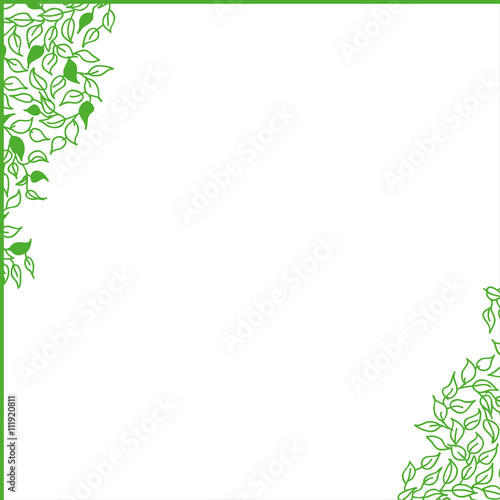 Green frame with leaves, spring time. In EPS 8 format