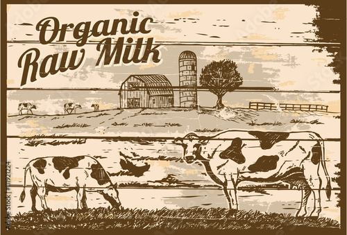 Vintage organic raw milk sign