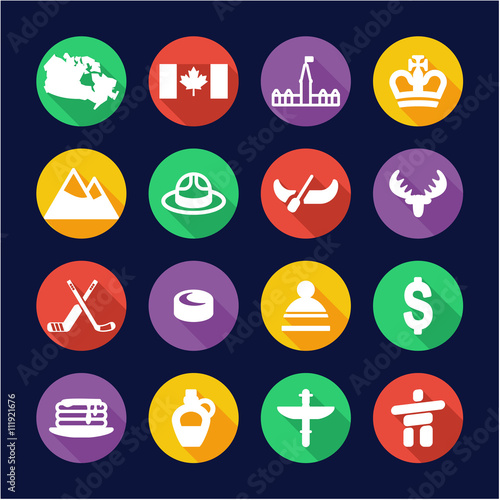 Canada Icons Flat Design Circle