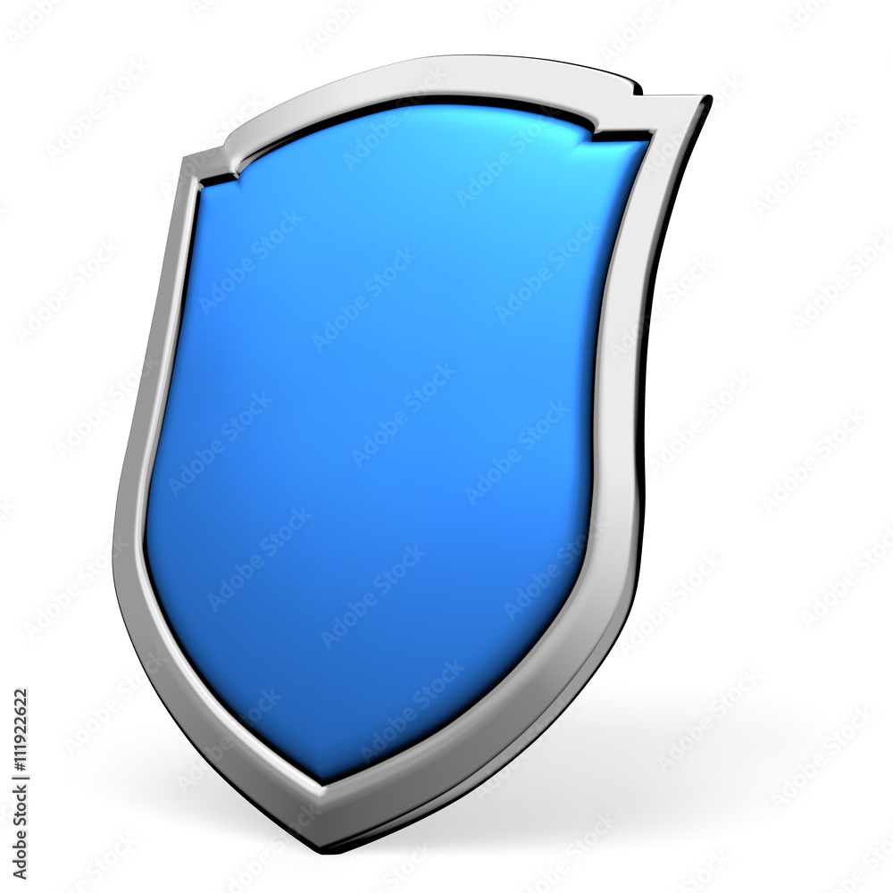 Blue shield on white