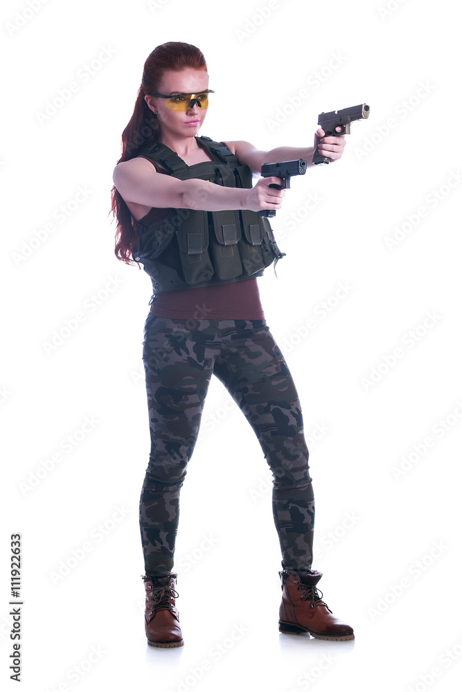 Portrait of a beautiful girl in military clothes Portrait of a beautiful girl in military clothes