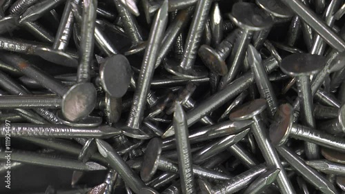 Short large heads nails on a turntable