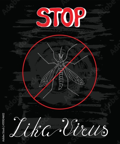 Poster with mosquito and zika virus text