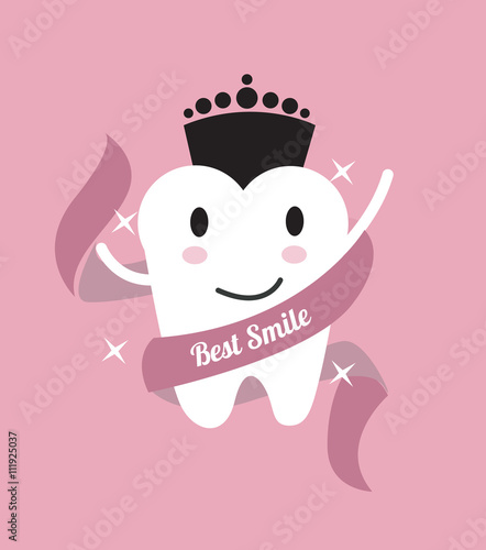 Best smile. tooth with a crown. flat design illustration. vector