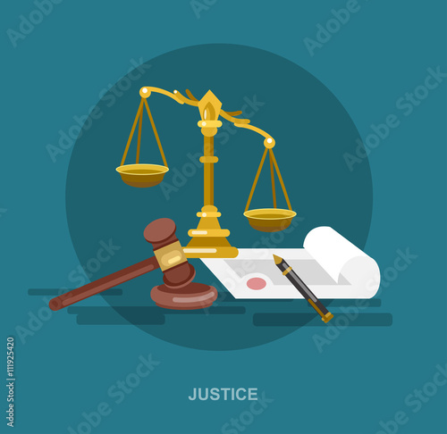 Law horizontal banner set with judical system elements isolated vector illustration