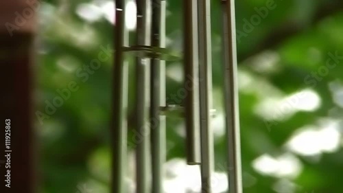 Wind chimes moving in the wind
