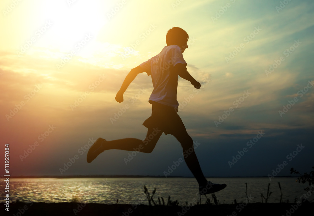 Man running at Sunset
