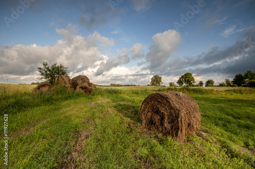cylinder haystacks, masuria, poland