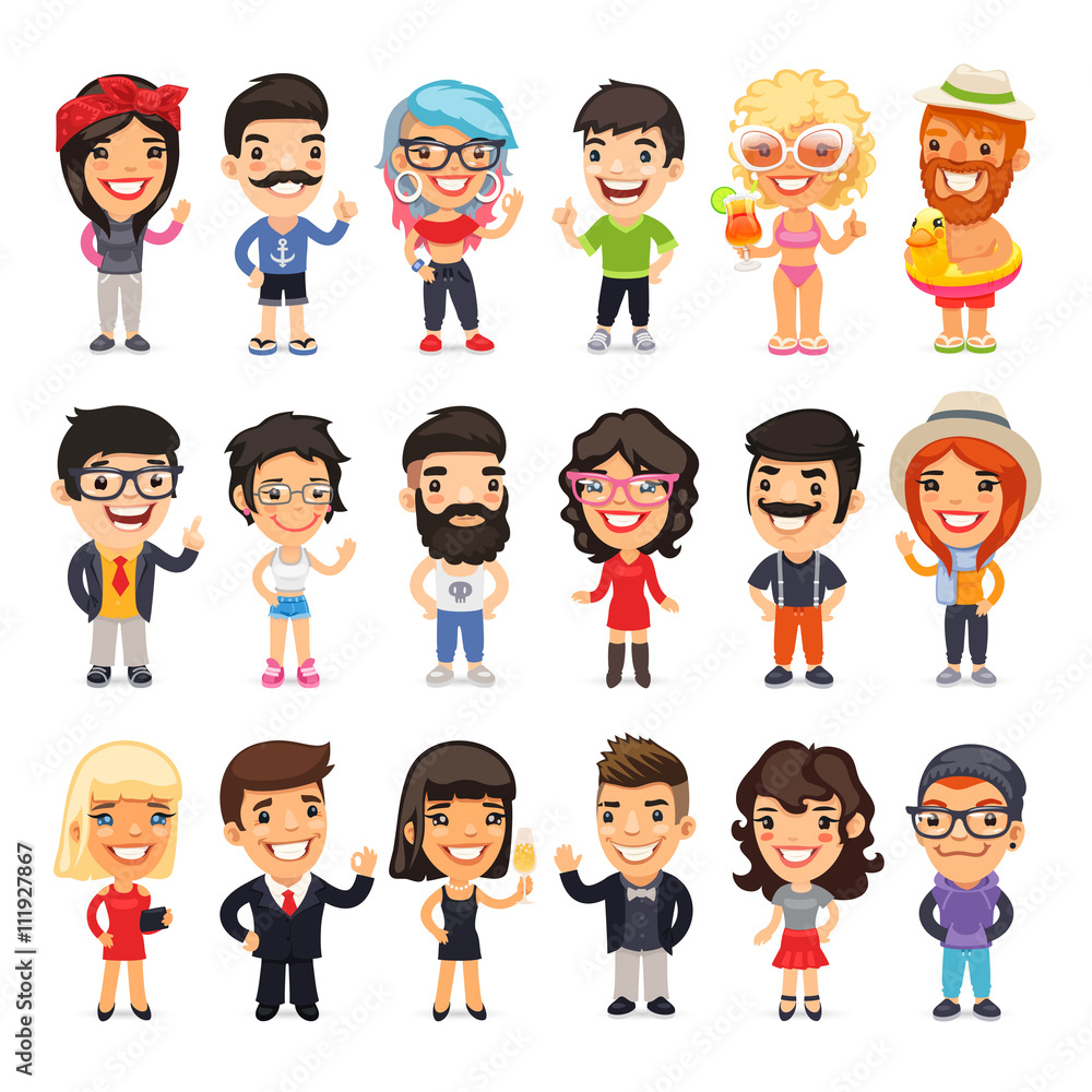 Casually Dressed Flat Characters Big Collection Casually Dressed Flat Characters Big Collection
