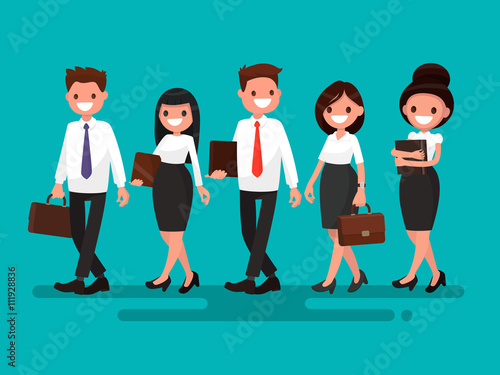 Business partners go together. Vector illustration