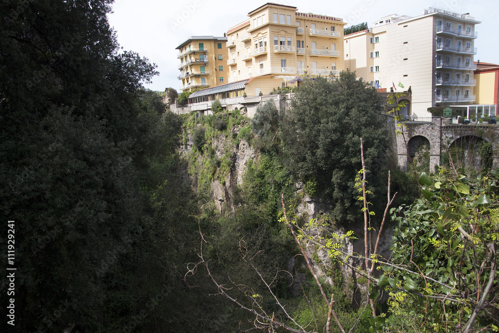 The gorge in Sorrento which has ruins of mills that once operated there in Sorrento Italy The gorge in Sorrento which has ruins of mills that once operated there in Sorrento Italy
